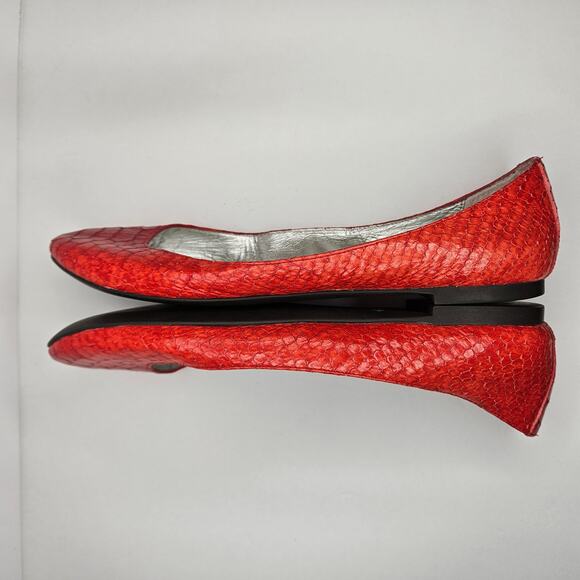 Banana Republic Red Leather Snakeskin Slip On Ballet‎ Flats Size 6.5 - Picture 6 of 9